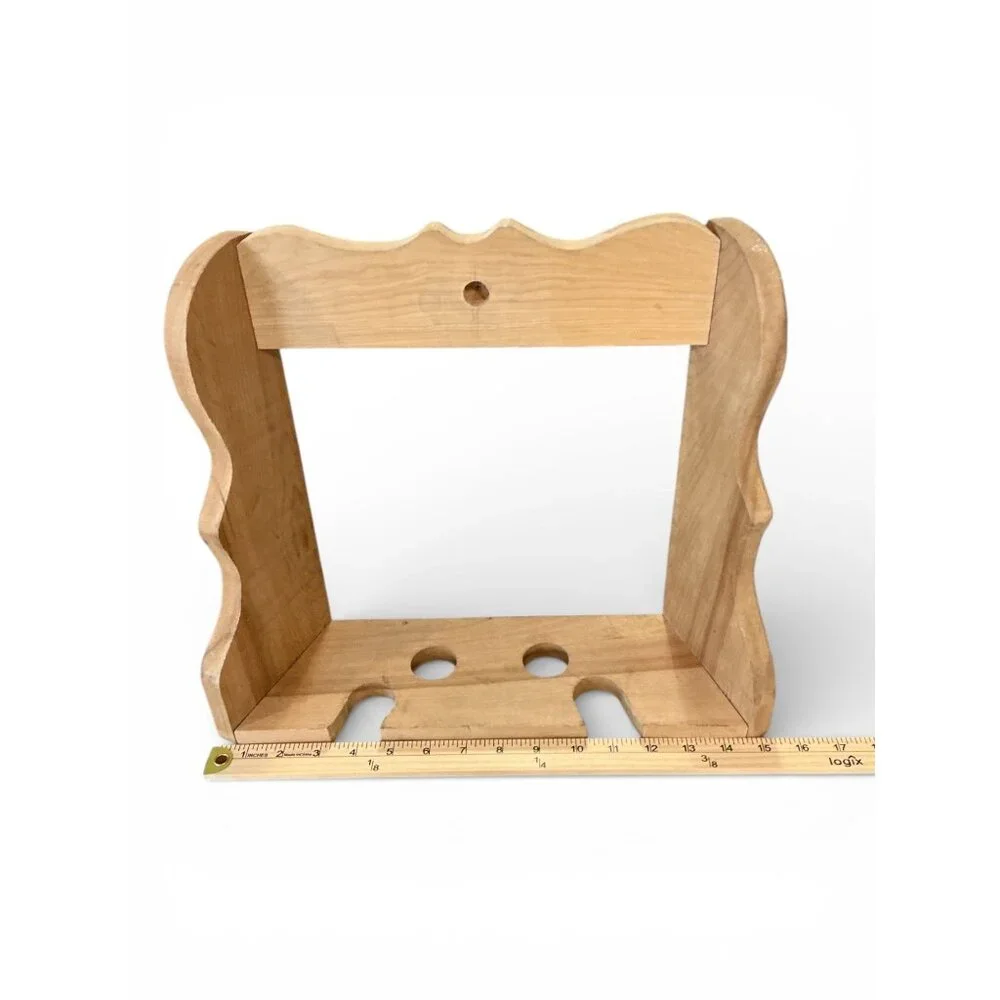 Vintage Wooden Hair Tool Organizer | Wall-Mount Blow Dryer & Curling Iron Holder